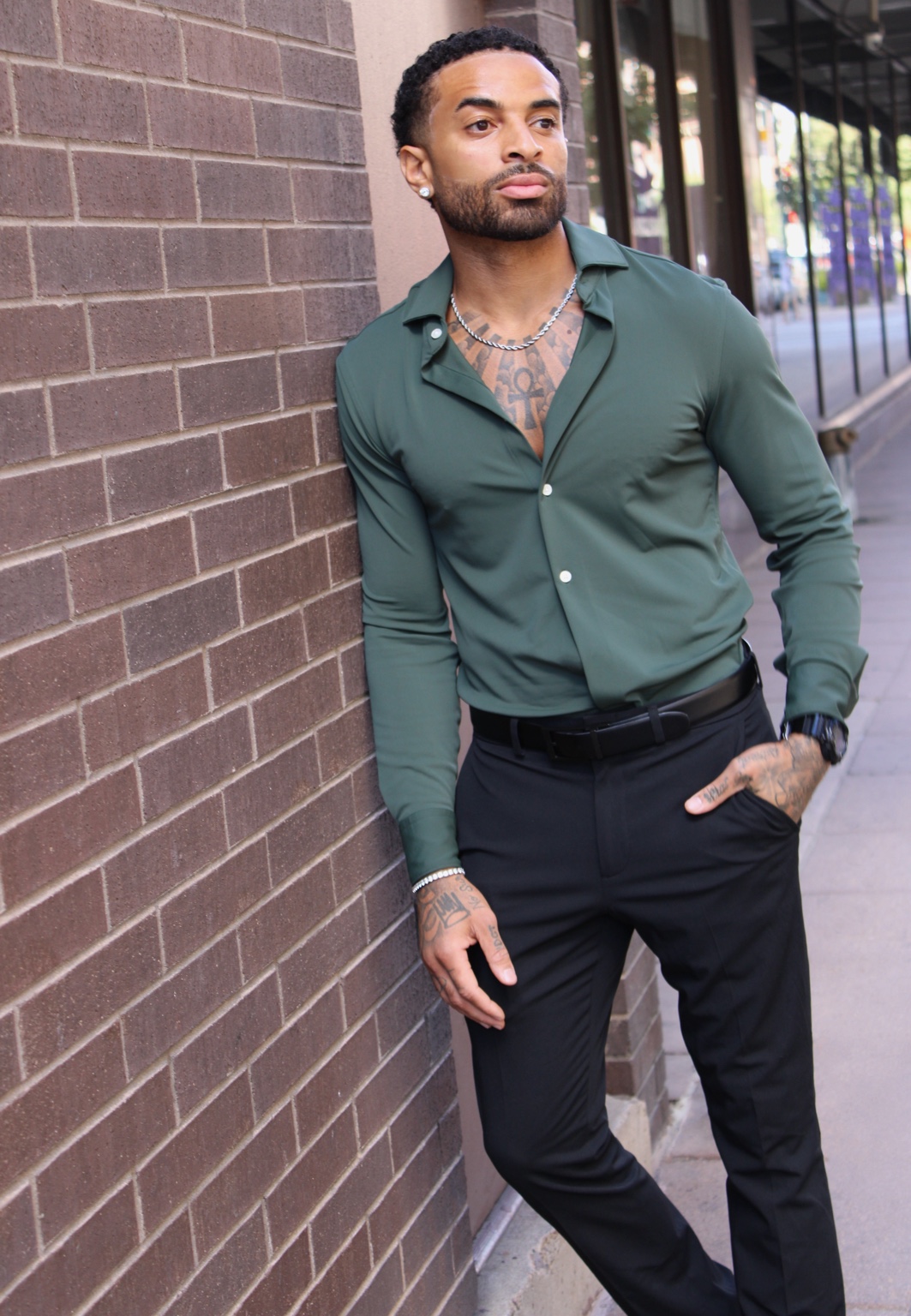 James Muhammad commercial portrait in a green shirt